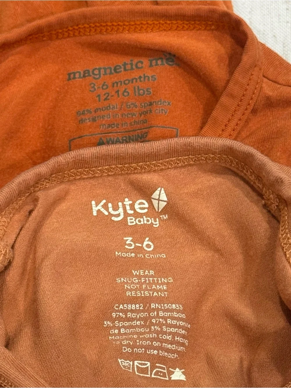 Kyte Baby + Magnetic Me Bundle Set Rust Orange Footed Sleeper Modal Bamboo 3-6m